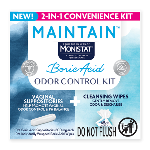 Boric Acid Suppository & Wipes Kit